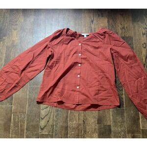 banana republic Women's Button Down Shirt  Sz XS Long Sleeve ORANGE, Rust, NWT